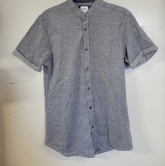 Men's ZARA Gray Short Sleeve Shirt - Picture 2 of 6